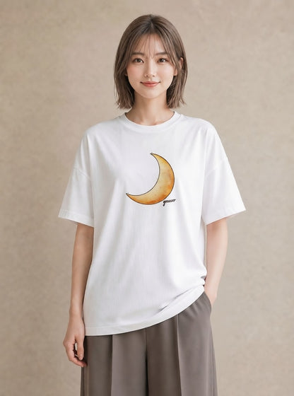 プリントTシャツ レディース 月 星空 宇宙 イラスト ミニマル お出かけ 普段着 白T