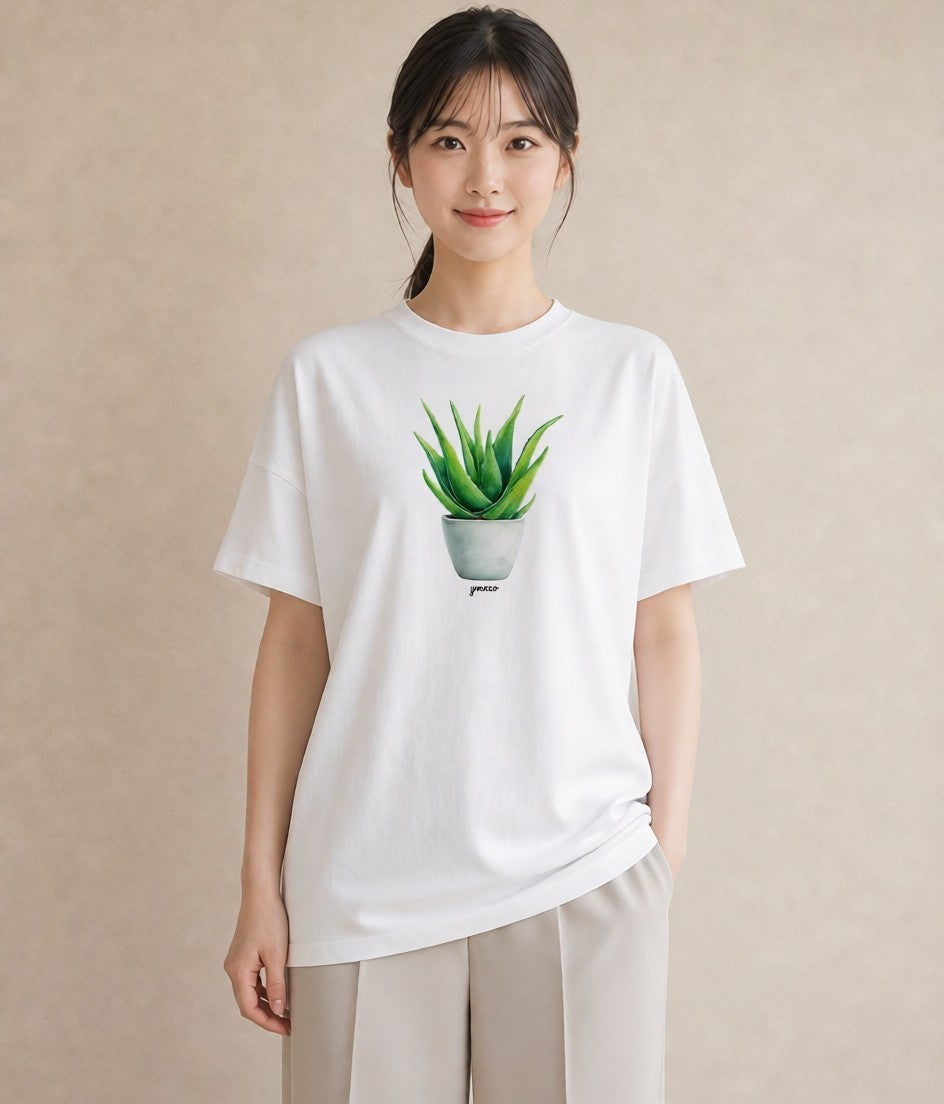 Tシャツ レディース 観葉植物 植物 ボタニカル イラスト きれいめカジュアル 親子 20代 白T