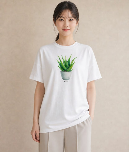Tシャツ レディース 観葉植物 植物 ボタニカル イラスト きれいめカジュアル 親子 20代 白T