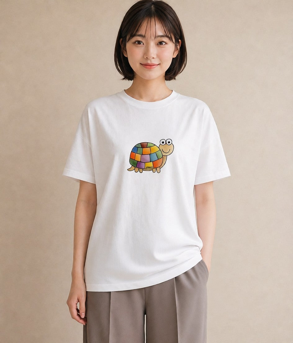 半袖Tシャツ レディース かたつむり 昆虫 虫 イラスト カジュアル お出かけ 普段着 白T