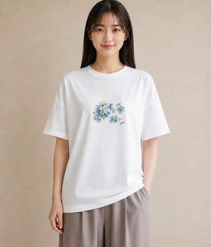 デザインTシャツ レディース 花 花柄 イラスト シック 女性 旅行用 白T