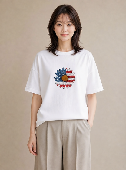 グラフィックTシャツ レディース デイジー 花 花柄 イラスト ポップ デート 帰省 白T