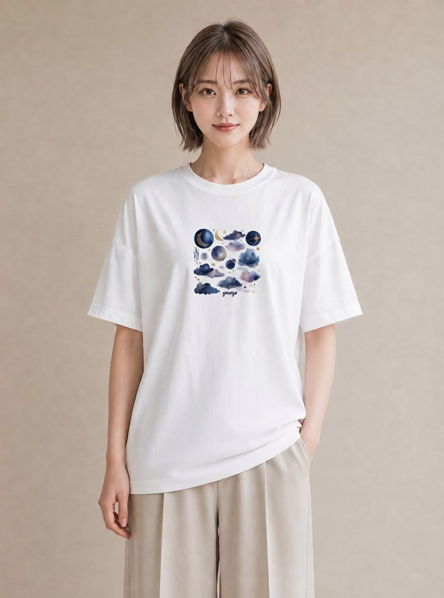 プリントTシャツ レディース 蠍座 星空 宇宙 イラスト お洒落 通勤 在宅 白T