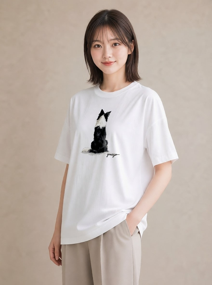 プリントTシャツ レディース 保護犬 犬 いぬ イラスト 手描き風 ビーチ デイリーウェア 白T