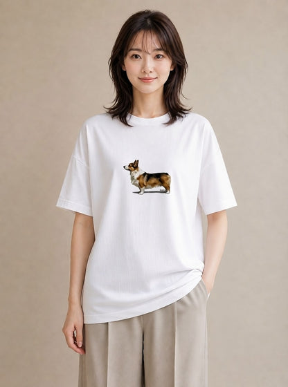 デザインTシャツ レディース ウェルシュコーギー コーギー 犬 いぬ イラスト ポップ 通学 誕生日プレゼント 白T