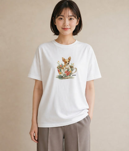 Tシャツ レディース チワワ 犬 いぬ イラスト お出かけ 普段着 白T