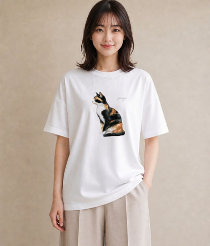 プリントTシャツ レディース シャム 猫 ねこ イラスト 韓国風 カジュアルコーデ 買い物 白T