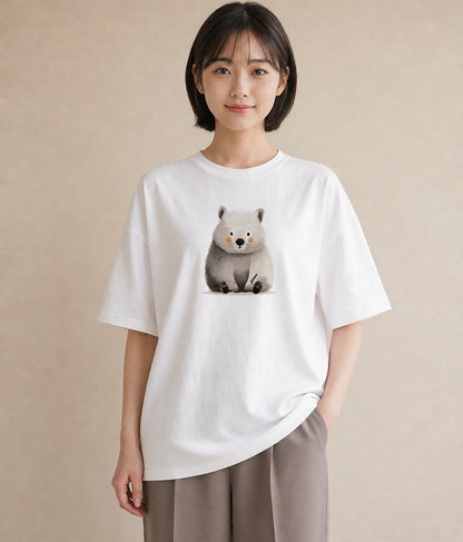Tシャツ レディース コアラ 動物 アニマル イラスト 手描き風 ママ カフェ服 白T