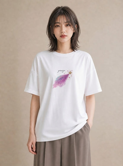 グラフィックTシャツ レディース 星空 宇宙 イラスト お洒落 ルームウェア ギフト 白T