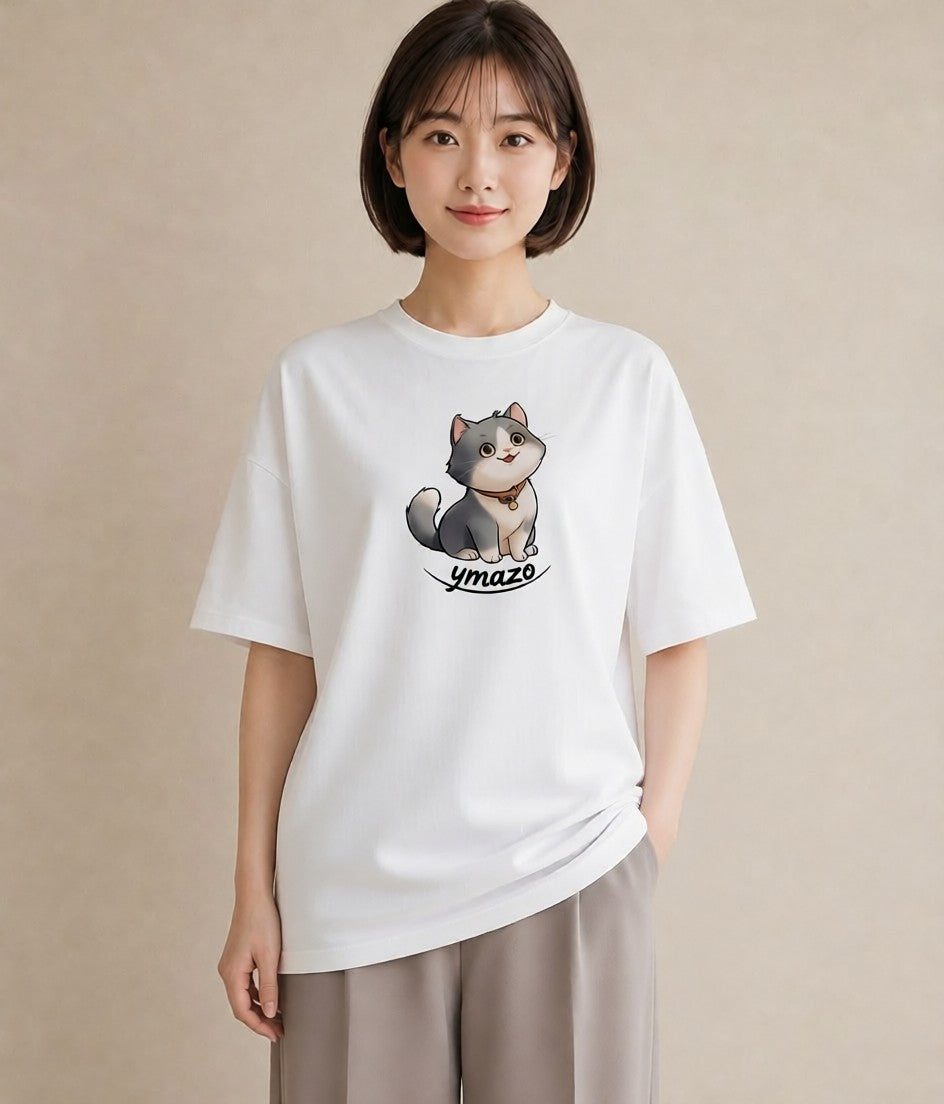 デザインTシャツ レディース エキゾチックショートヘア 猫 ねこ イラスト 可愛い 週末コーデ 敬老の日 白T