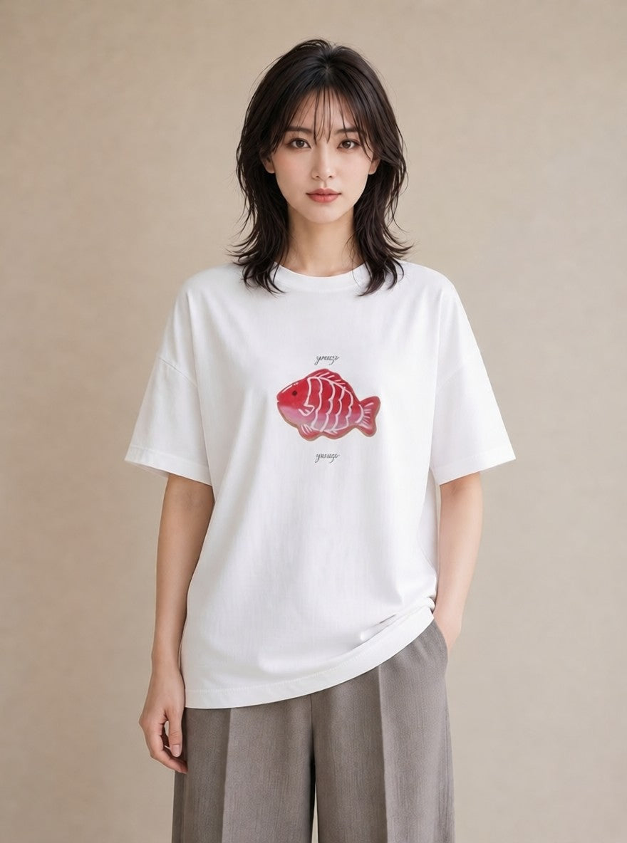 グラフィックTシャツ レディース お寿司 食べ物 フード イラスト 線画 部屋着 女性向けギフト 白T