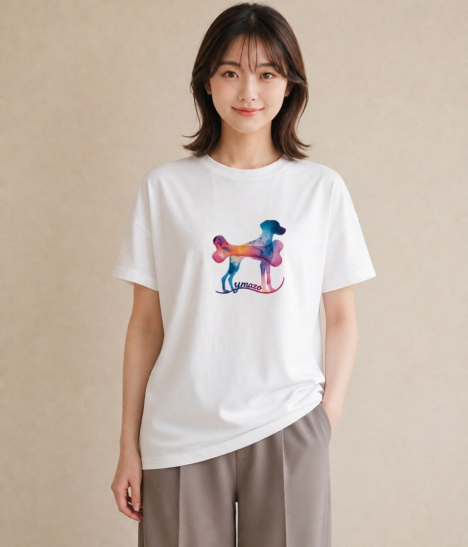 デザインTシャツ レディース 犬 いぬ イラスト モード ビーチ デイリーウェア 白T