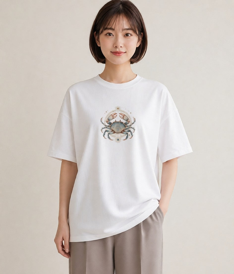 Tシャツ レディース 山羊座 星空 宇宙 イラスト こなれ感 20代 カジュアルコーデ 白T