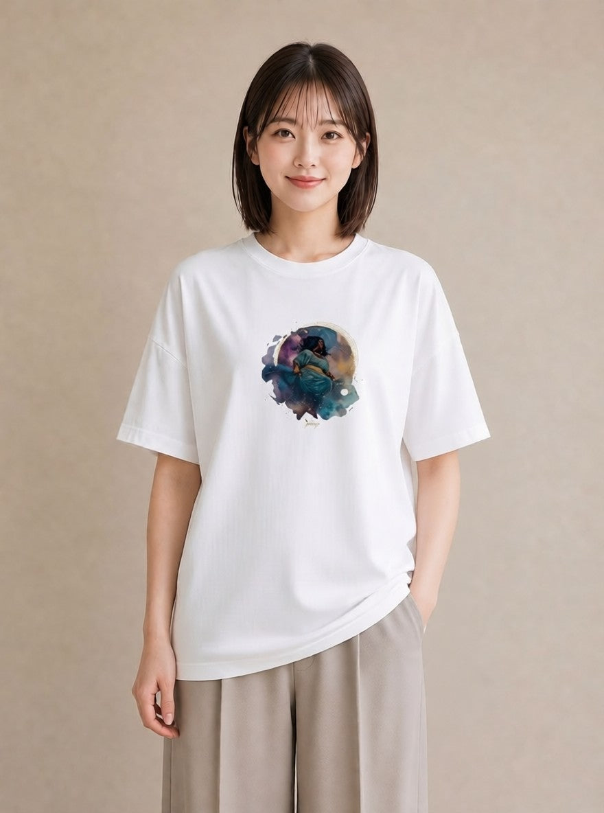 半袖Tシャツ レディース 蟹座 星空 宇宙 イラスト 個性的 敬老の日 ホワイトデー 白T