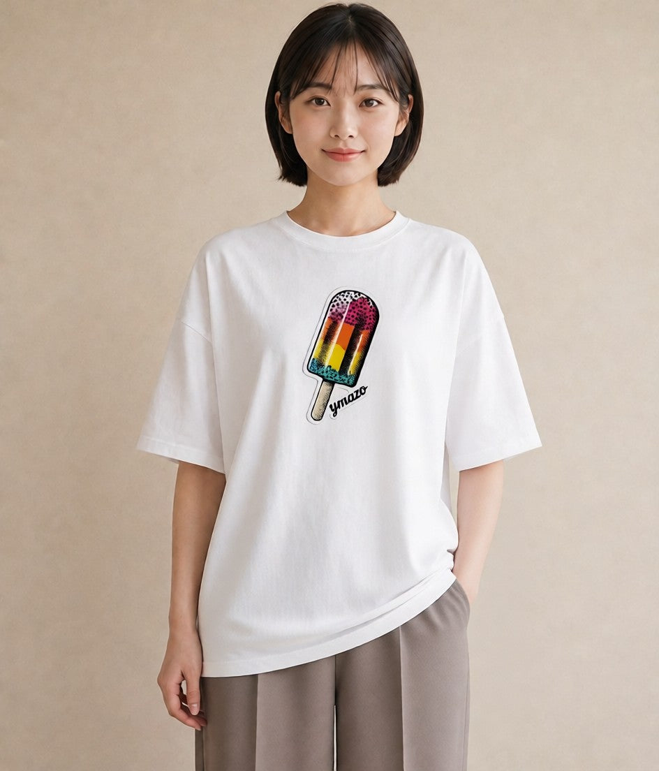 グラフィックTシャツ レディース アイス 食べ物 フード イラスト フェミニン 敬老の日 ホワイトデー 白T