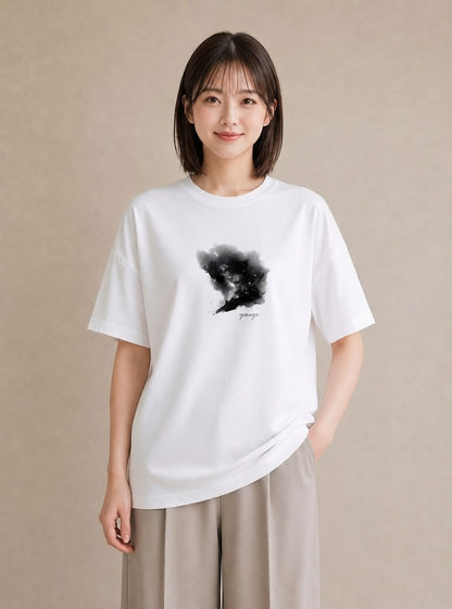 Tシャツ レディース 山羊座 星空 宇宙 イラスト ガーリー 旅行用 海 白T