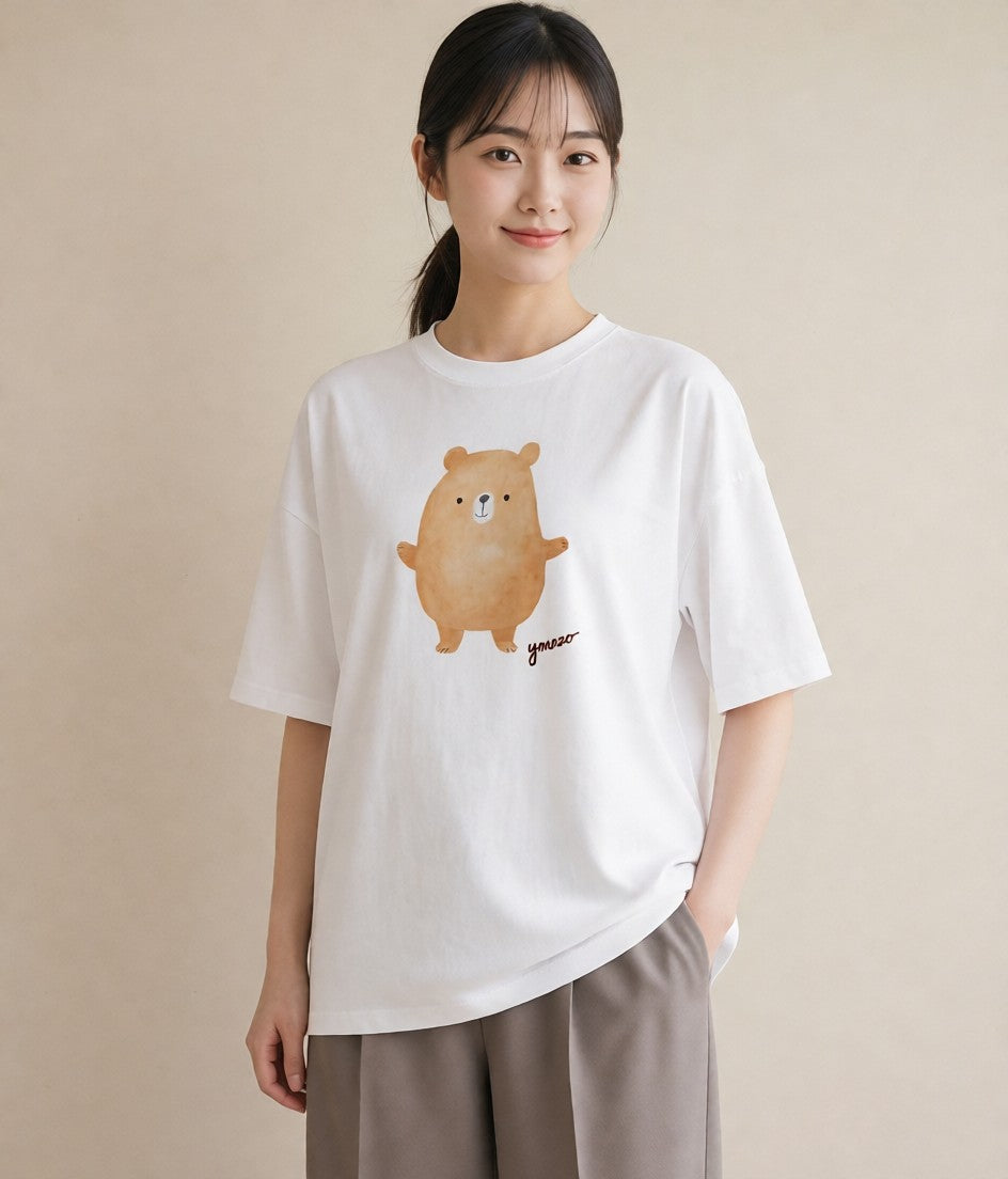 Tシャツ レディース ナマケモノ 動物 アニマル イラスト 旅行コーデ 帰省 ラフ 白T
