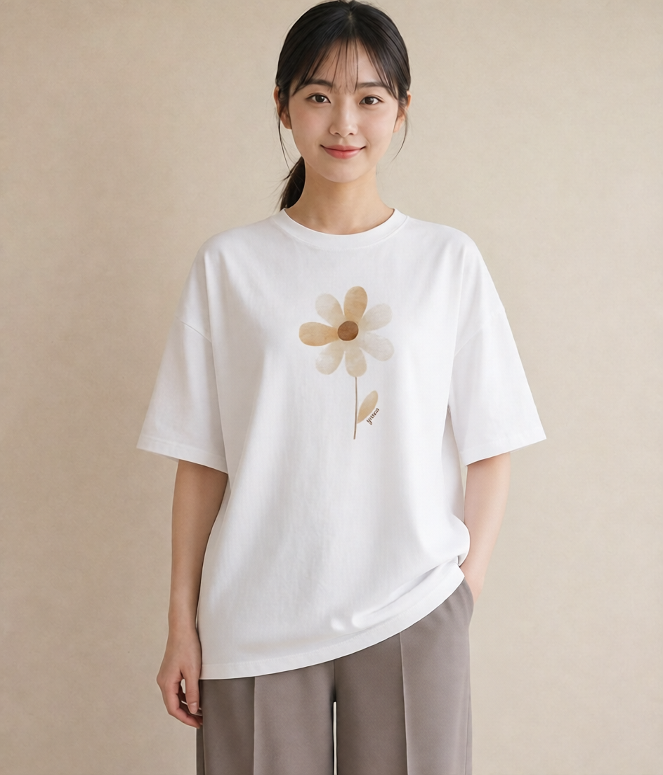 Tシャツ レディース たんぽぽ 花 花柄 イラスト ゆるかわ 通学 誕生日プレゼント 白T