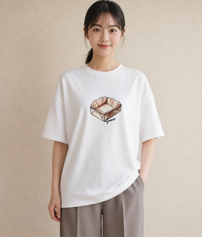グラフィックTシャツ レディース チョコ 食べ物 フード イラスト シンプル 友達ギフト 部屋着 白T