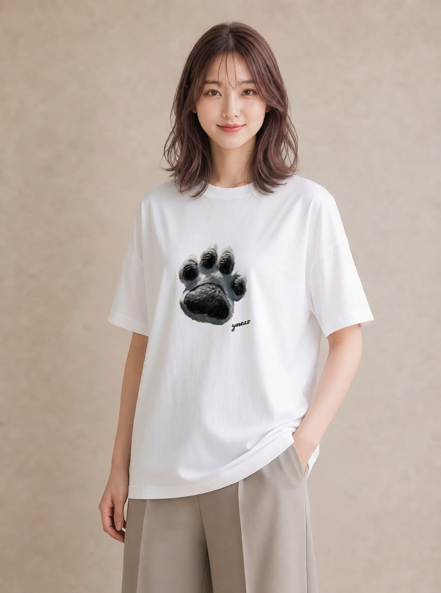 グラフィックTシャツ レディース 猫の手 猫 ねこ イラスト 個性的 在宅 公園 白T