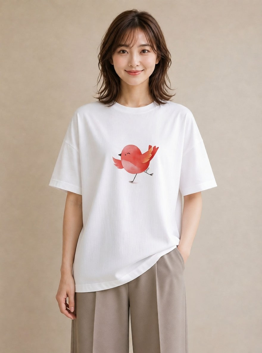 グラフィックTシャツ レディース コザクラインコ ペット 動物 イラスト 個性的 旅行用 海 白T