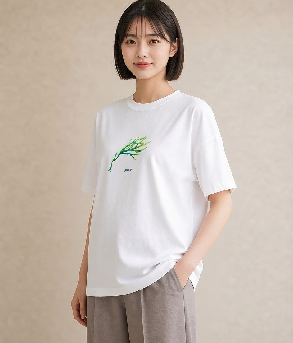 デザインTシャツ レディース 新緑 植物 ボタニカル イラスト ゆるコーデ ホワイトデー 春服 白T