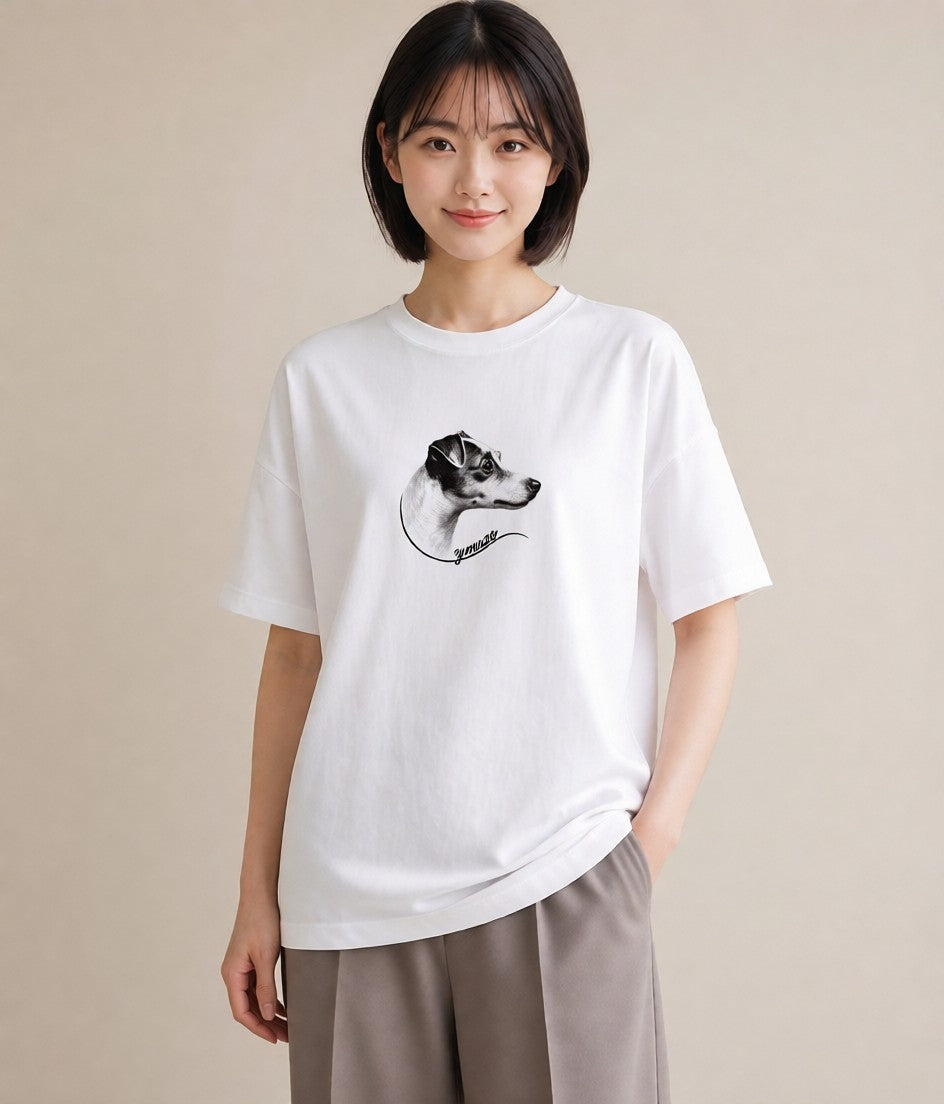 プリントTシャツ レディース ジャックラッセルテリア 犬 いぬ イラスト カジュアル 秋コーデ おしゃれギフト 白T