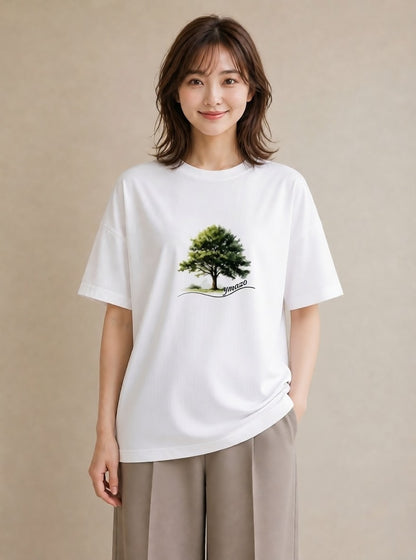 プリントTシャツ レディース 木 植物 ボタニカル イラスト 水彩風 カジュアルコーデ 買い物 白T