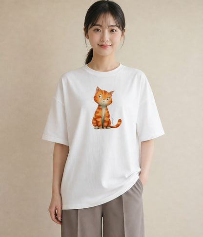半袖Tシャツ レディース マンチカン 猫 ねこ イラスト 水彩風 女性向けギフト 散歩 白T