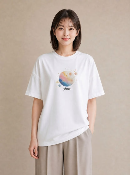 Tシャツ レディース 魚座 星空 宇宙 イラスト 手描き風 女性向けギフト 散歩 白T