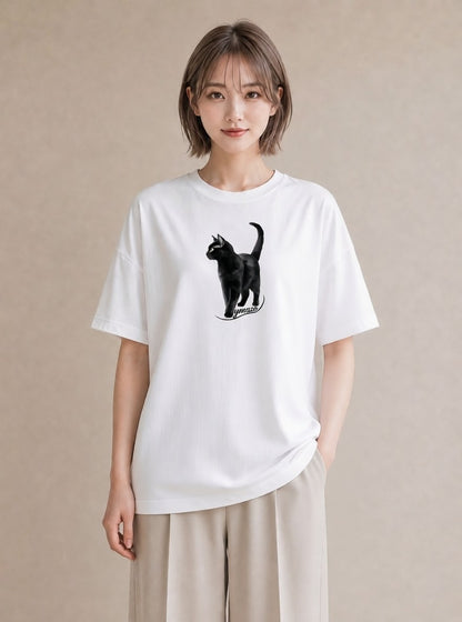 プリントTシャツ レディース ブリティッシュショートヘア 猫 ねこ イラスト ガーリー 夏コーデ 通学 白T