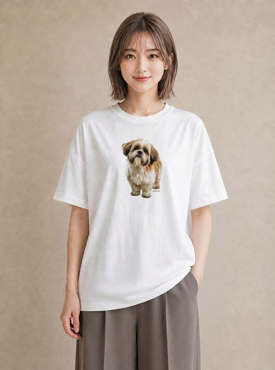 グラフィックTシャツ レディース 狆 犬 いぬ イラスト 敬老の日 ホワイトデー 白T