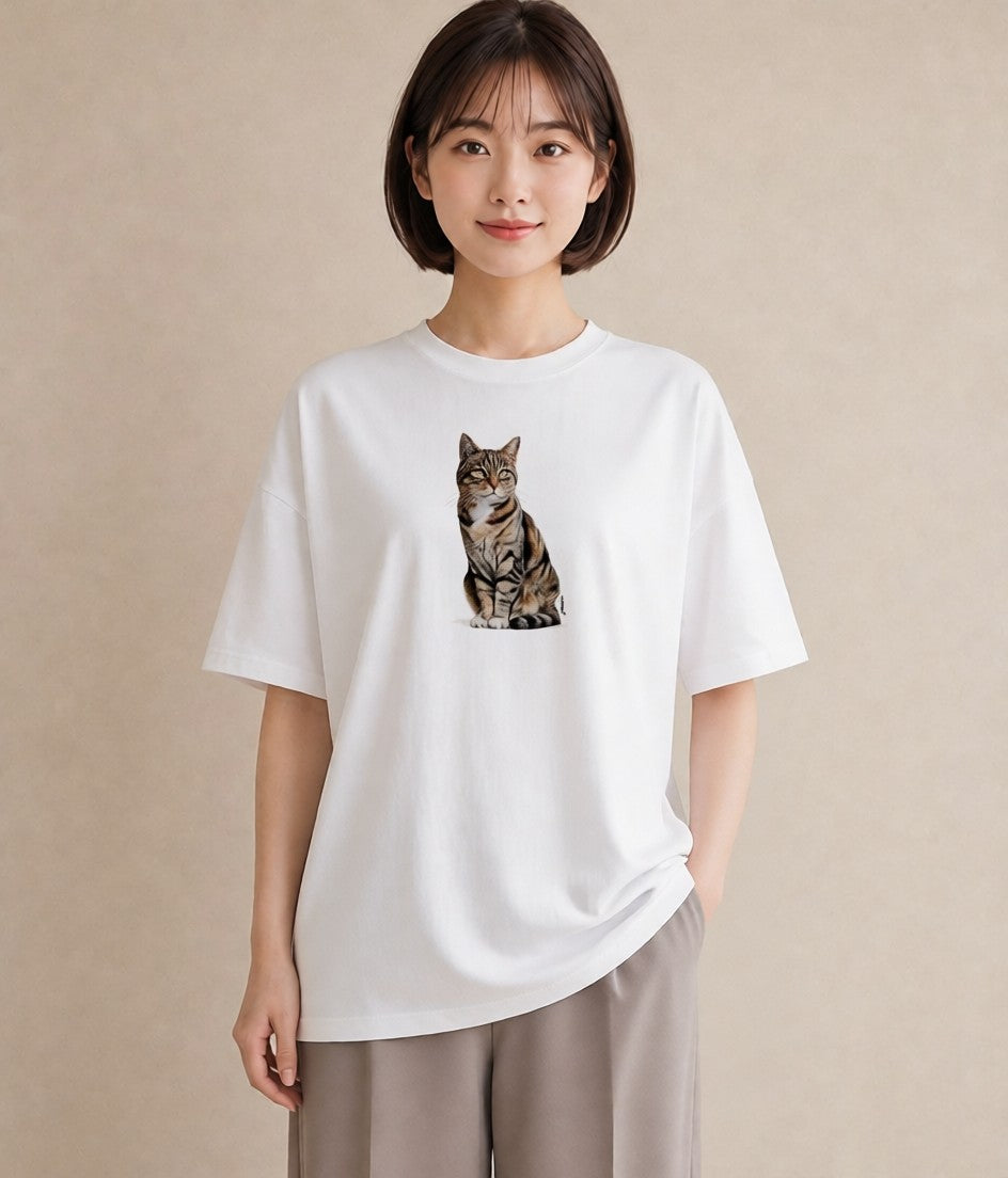 デザインTシャツ レディース ソマリ 猫 ねこ イラスト フェミニン 春コーデ 姉妹 白T