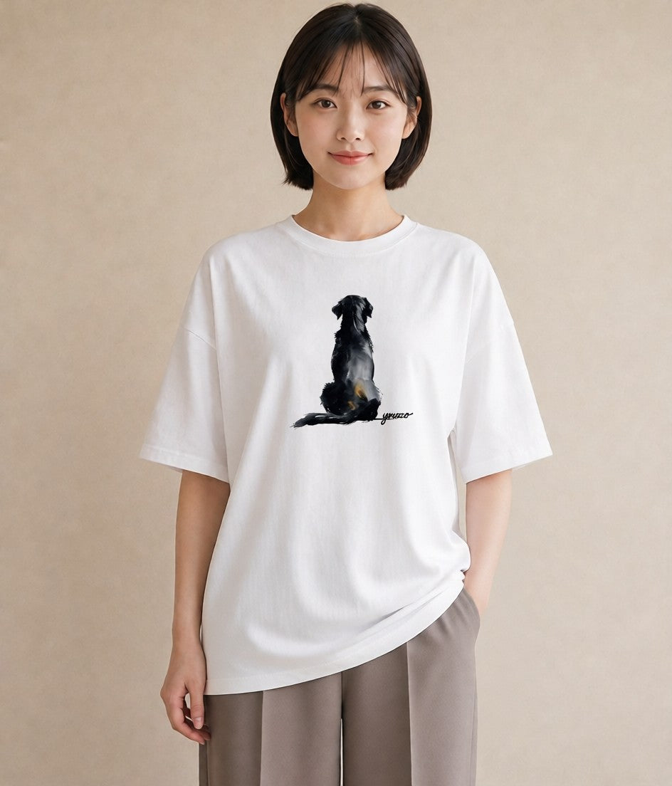 半袖Tシャツ レディース 老犬 犬 いぬ イラスト ゆるコーデ ペアコーデ 秋コーデ 白T