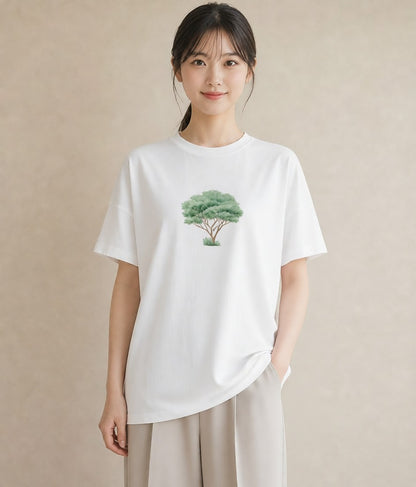 Tシャツ レディース 木 植物 ボタニカル イラスト お洒落 送別ギフト 通勤 白T