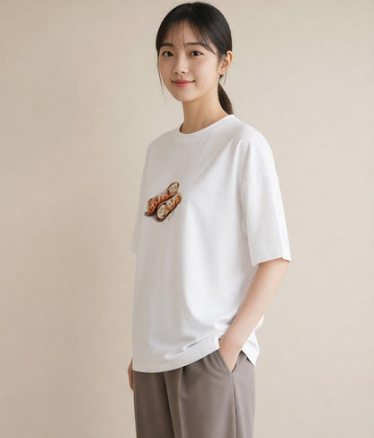 グラフィックTシャツ レディース どら焼き 食べ物 フード イラスト 北欧風 おしゃれギフト 社会人 白T