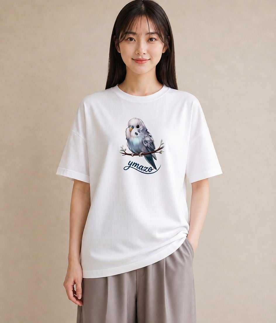 プリントTシャツ レディース 文鳥 ペット 動物 イラスト お洒落 帰省 ラフ 白T