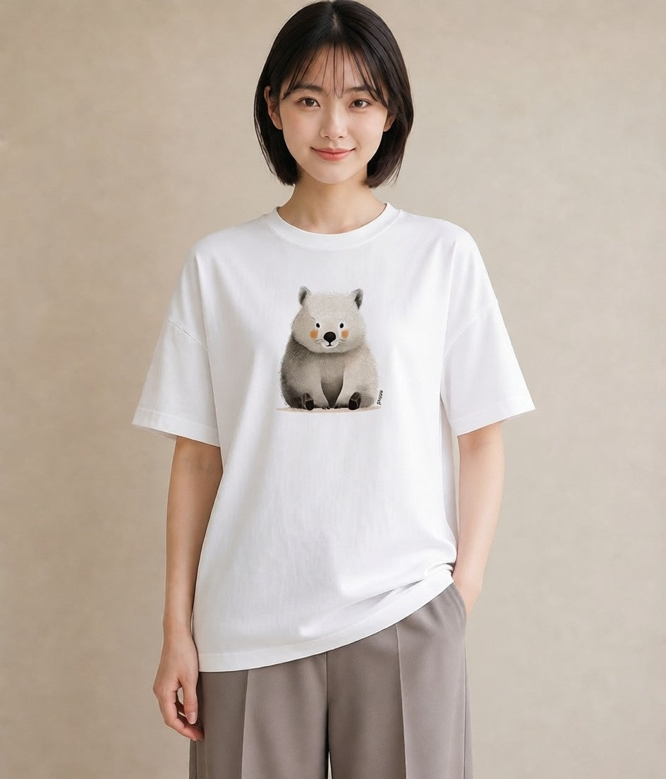 グラフィックTシャツ レディース チンチラ ペット 動物 イラスト こなれ感 普段着 週末コーデ 白T