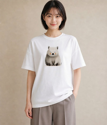 グラフィックTシャツ レディース チンチラ ペット 動物 イラスト こなれ感 普段着 週末コーデ 白T