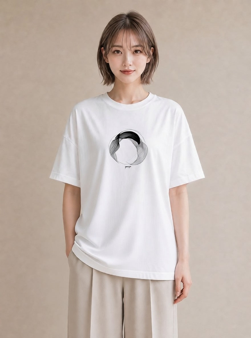 半袖Tシャツ レディース 幾何学 ミニマル ジオメトリック イラスト 北欧風 秋コーデ おしゃれギフト 白T