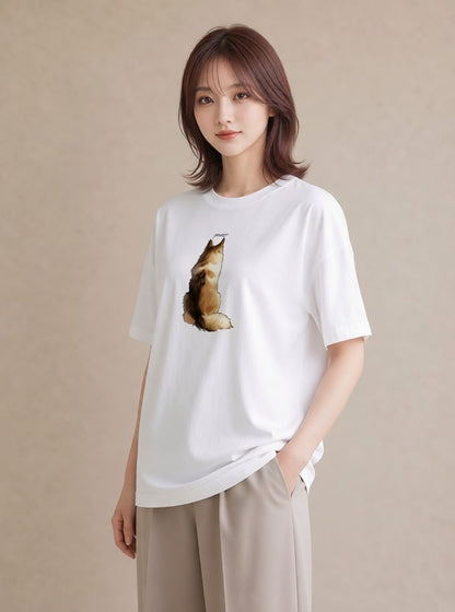 グラフィックTシャツ レディース シャム 猫 ねこ イラスト きれいめ 週末コーデ 敬老の日 白T