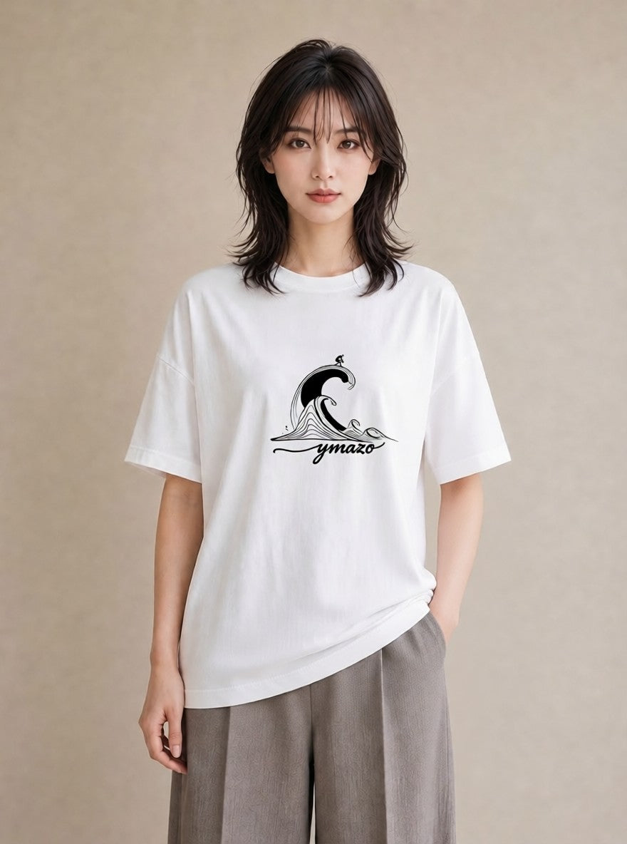 グラフィックTシャツ レディース 紙の船 水辺 ナチュラル アンティーク イラスト 手描き風 ペアコーデ 秋コーデ 白T