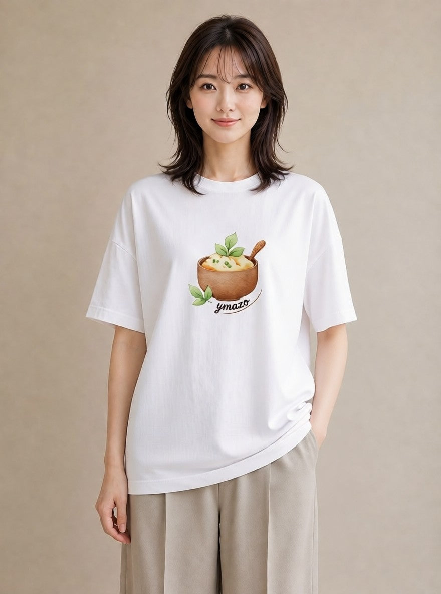 グラフィックTシャツ レディース たまご 食べ物 フード イラスト 可愛い 自分用 ルームウェア 白T
