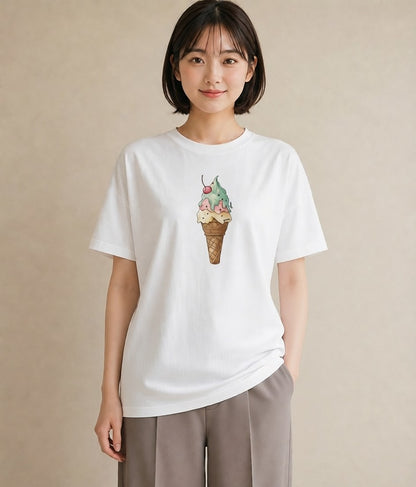 プリントTシャツ レディース マカロン 食べ物 フード イラスト ゆるかわ 旅行用 海 白T