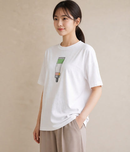 グラフィックTシャツ レディース ミルク 食べ物 フード イラスト アート風 海 カフェ巡り 白T