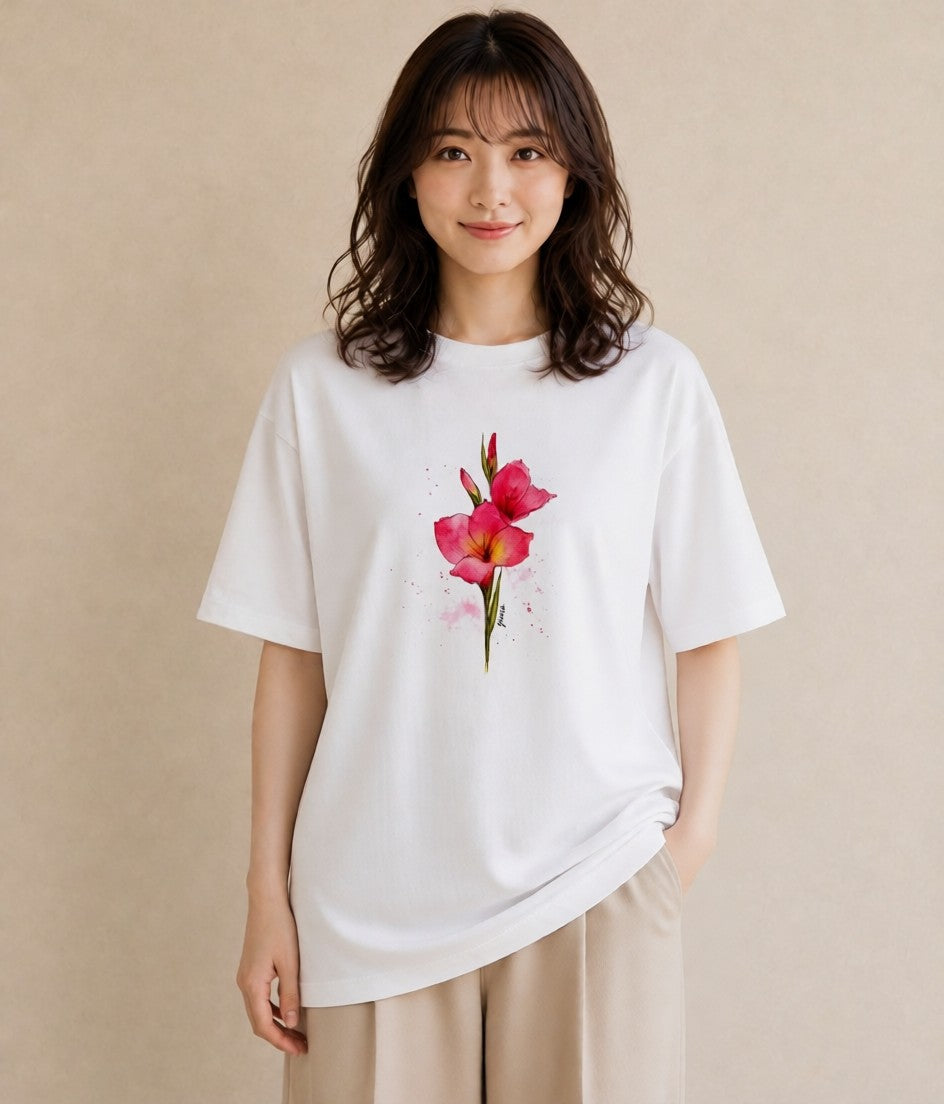 デザインTシャツ レディース ポスト 野の花 レトロ ナチュラル アンティーク イラスト きれいめ 旅行 母娘コーデ 白T
