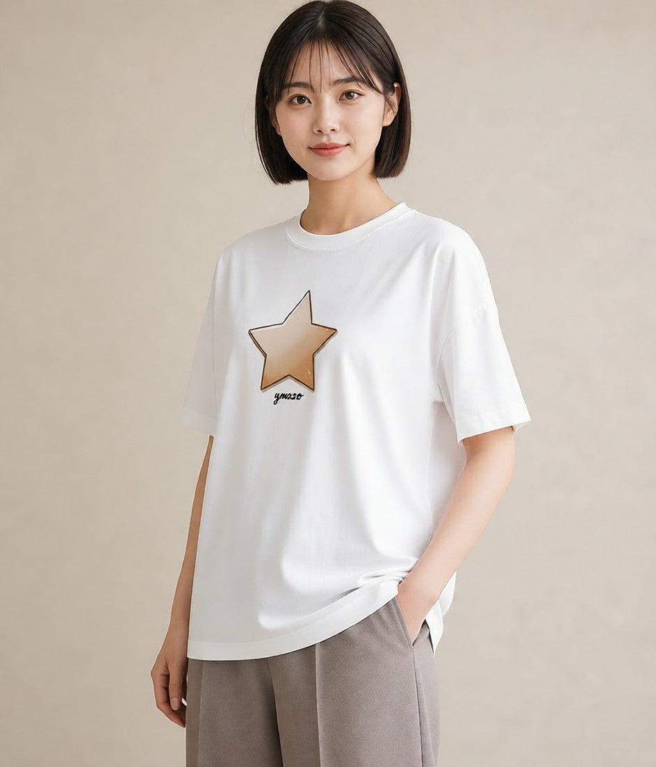 プリントTシャツ レディース 星 星空 宇宙 イラスト こなれ感 ルームウェア ギフト 白T