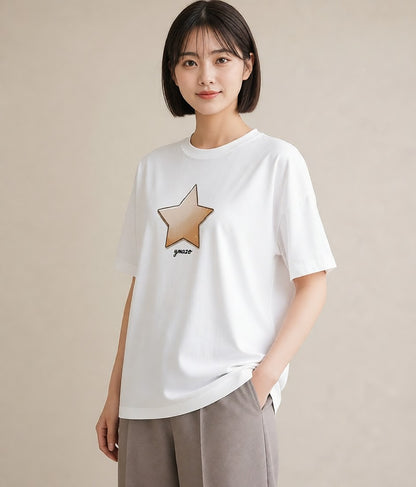 プリントTシャツ レディース 星 星空 宇宙 イラスト こなれ感 ルームウェア ギフト 白T