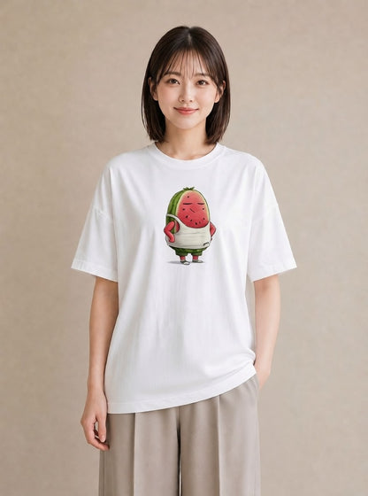 プリントTシャツ レディース すいか 食べ物 フード イラスト ボタニカル ルームウェア ギフト 白T