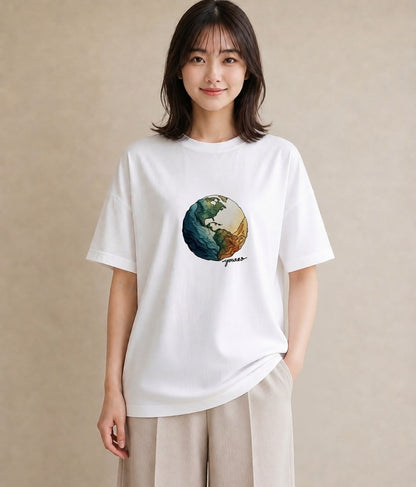 Tシャツ レディース プラネット 星空 宇宙 イラスト 淡色 綿100 デート 白T